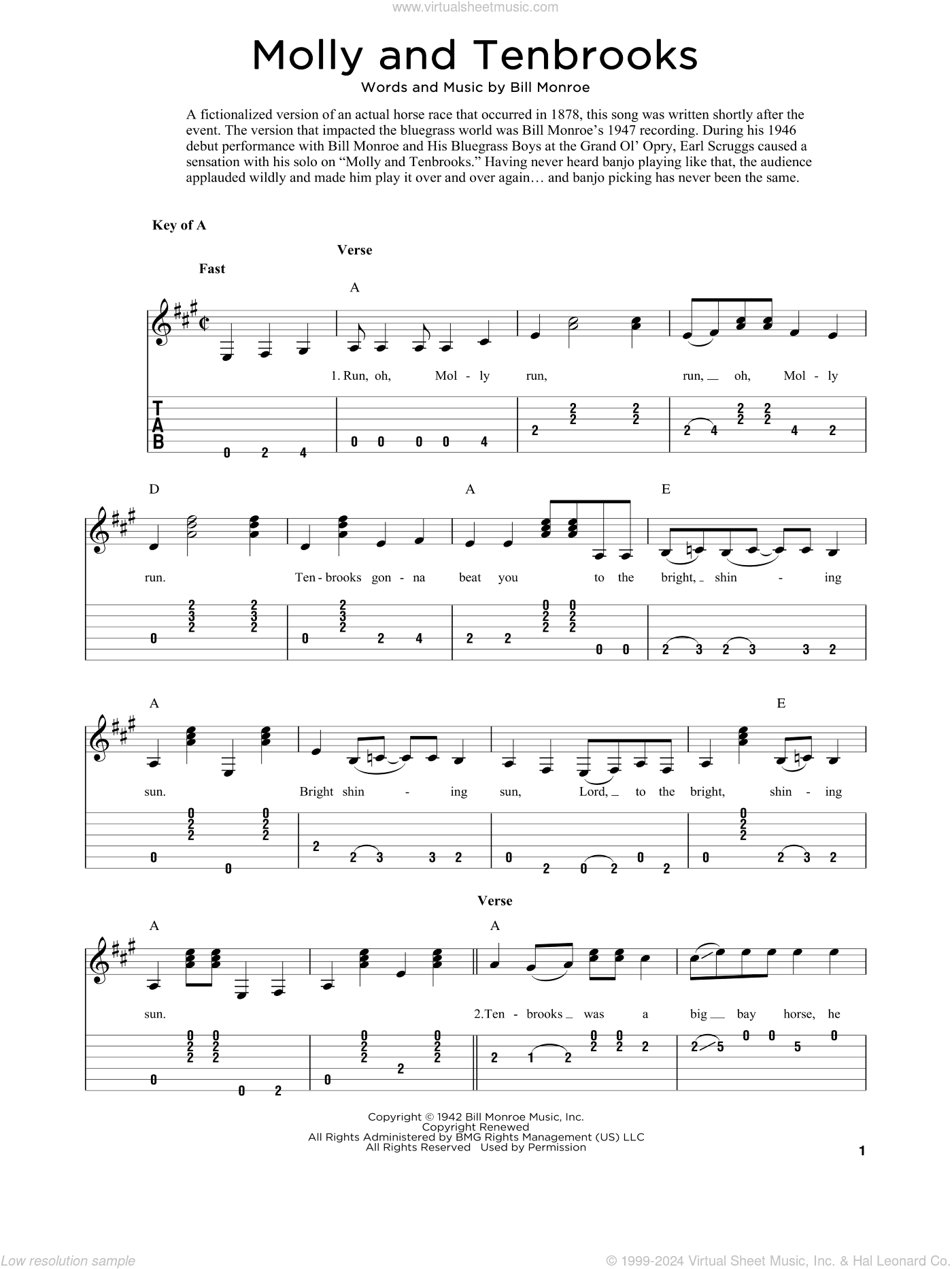 Molly And Tenbrooks (arr. Fred Sokolow)