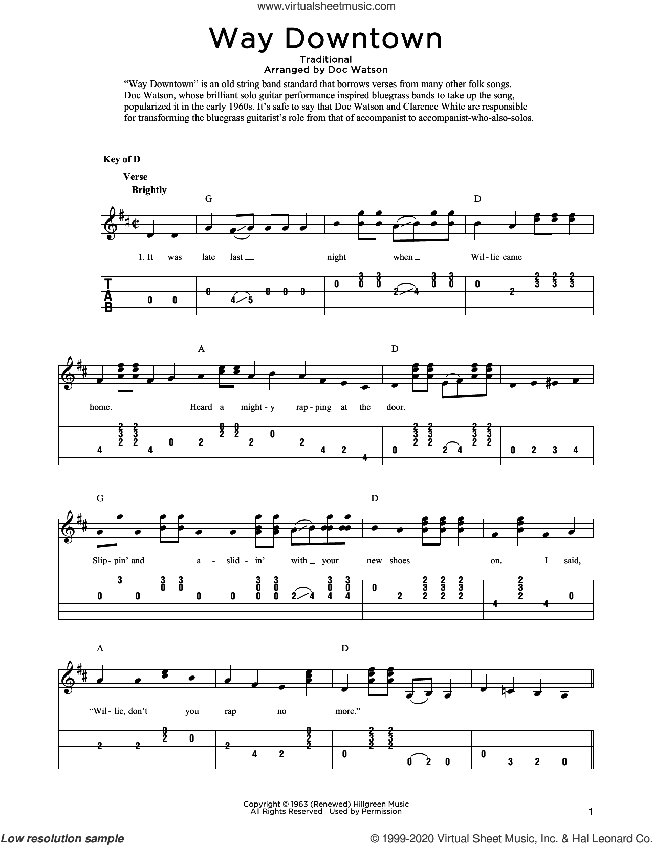 Way Downtown (arr. Fred Sokolow)