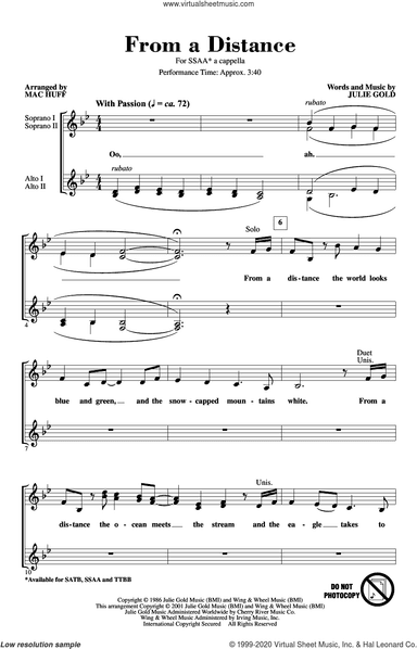 From A Distance (arr. Mac Huff)