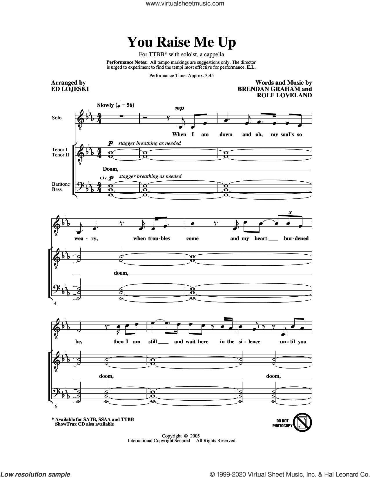 You Raise Me Up (arr. Ed Lojeski)