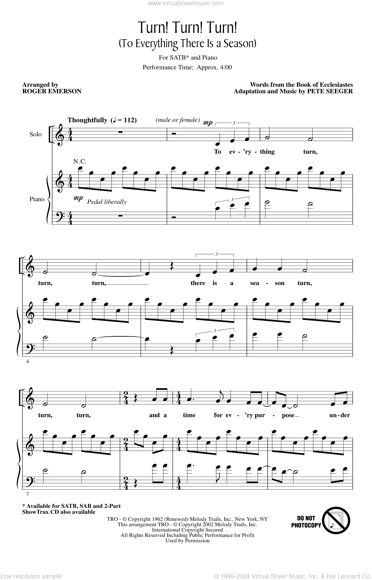 Turn! Turn! Turn! (To Everything There Is A Season) (arr. Roger Emerson)