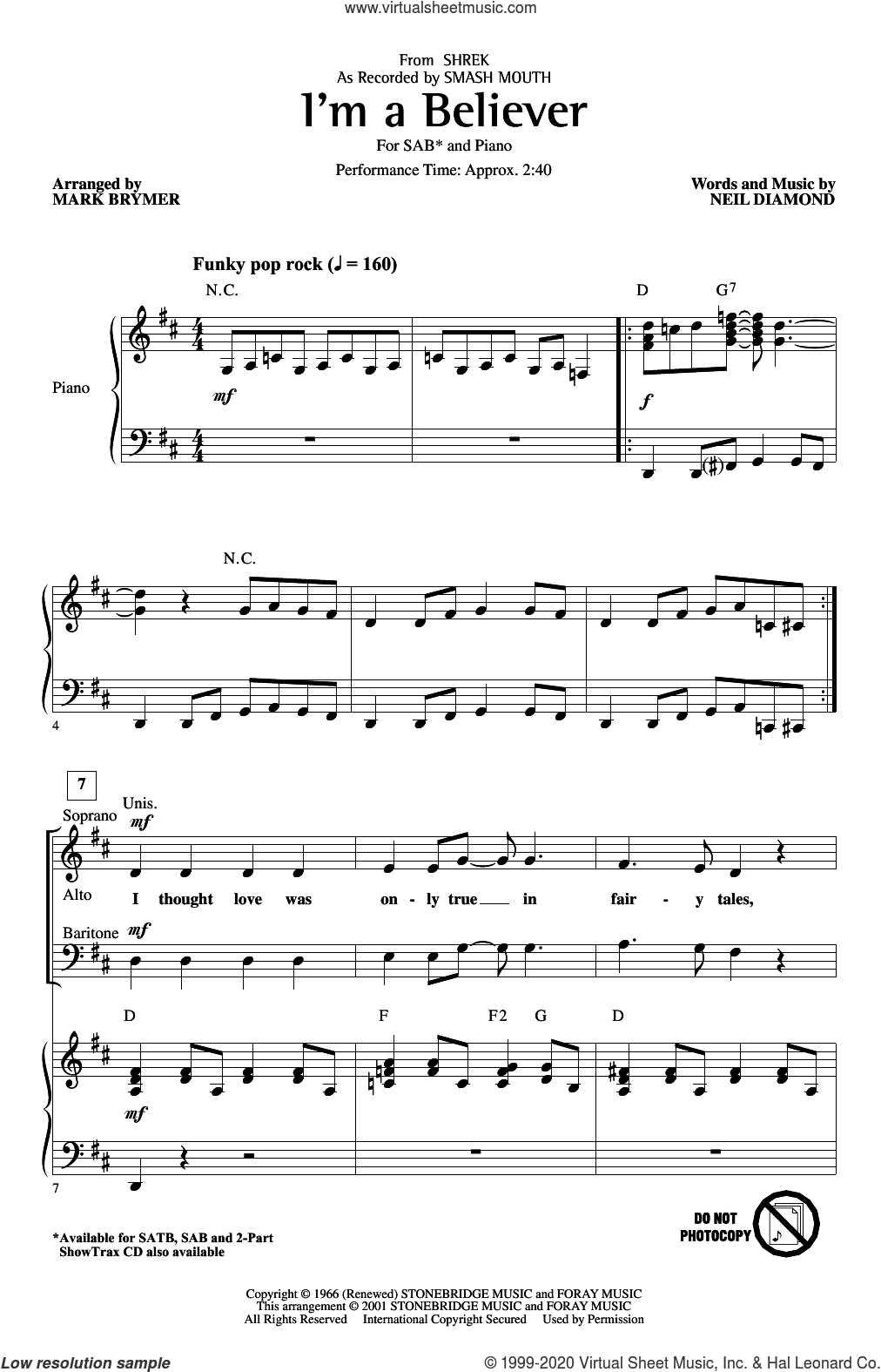 I'm A Believer (from Shrek) (arr. Mark Brymer)