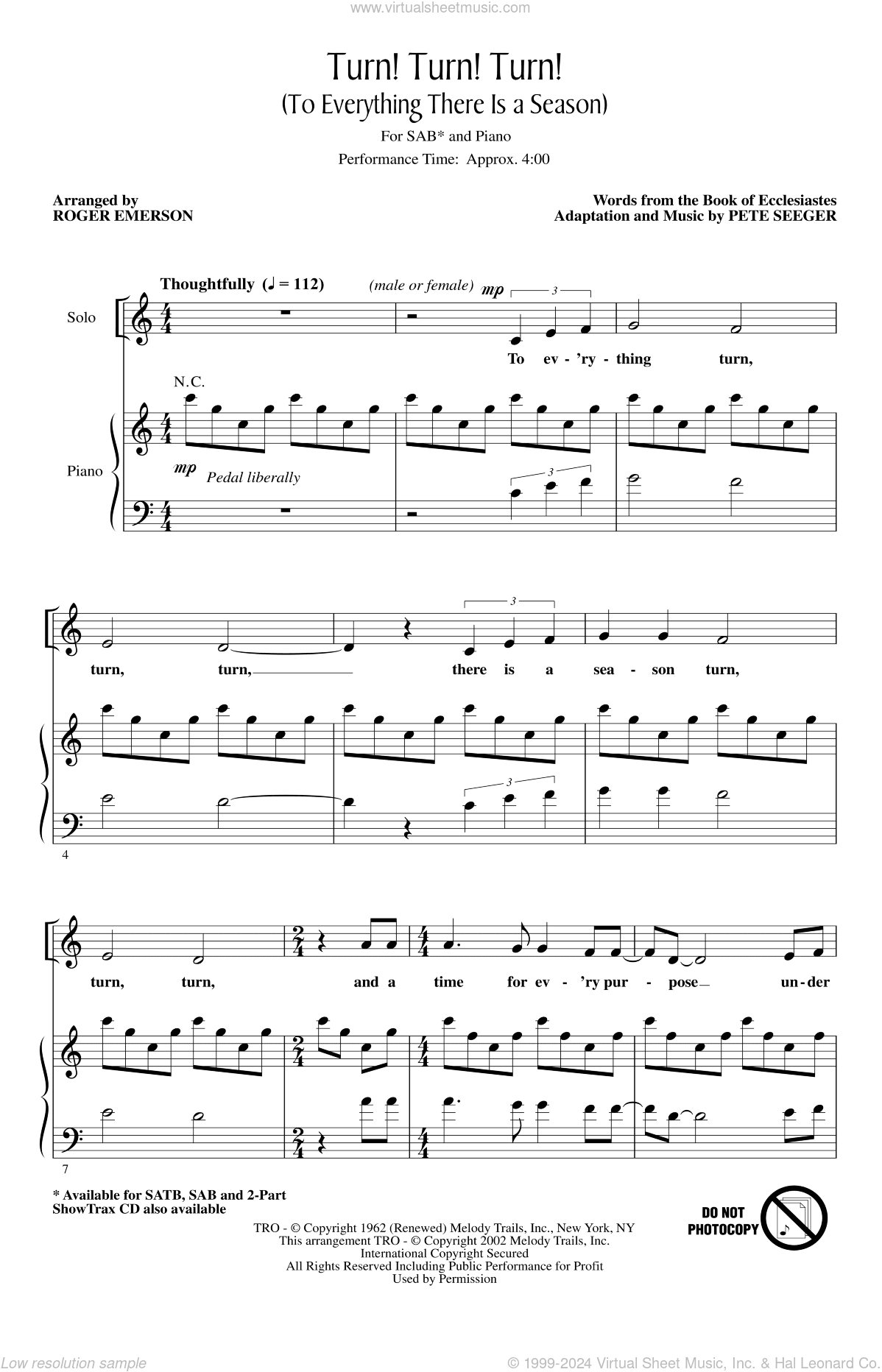 Turn! Turn! Turn! (To Everything There Is A Season) (arr. Roger Emerson)