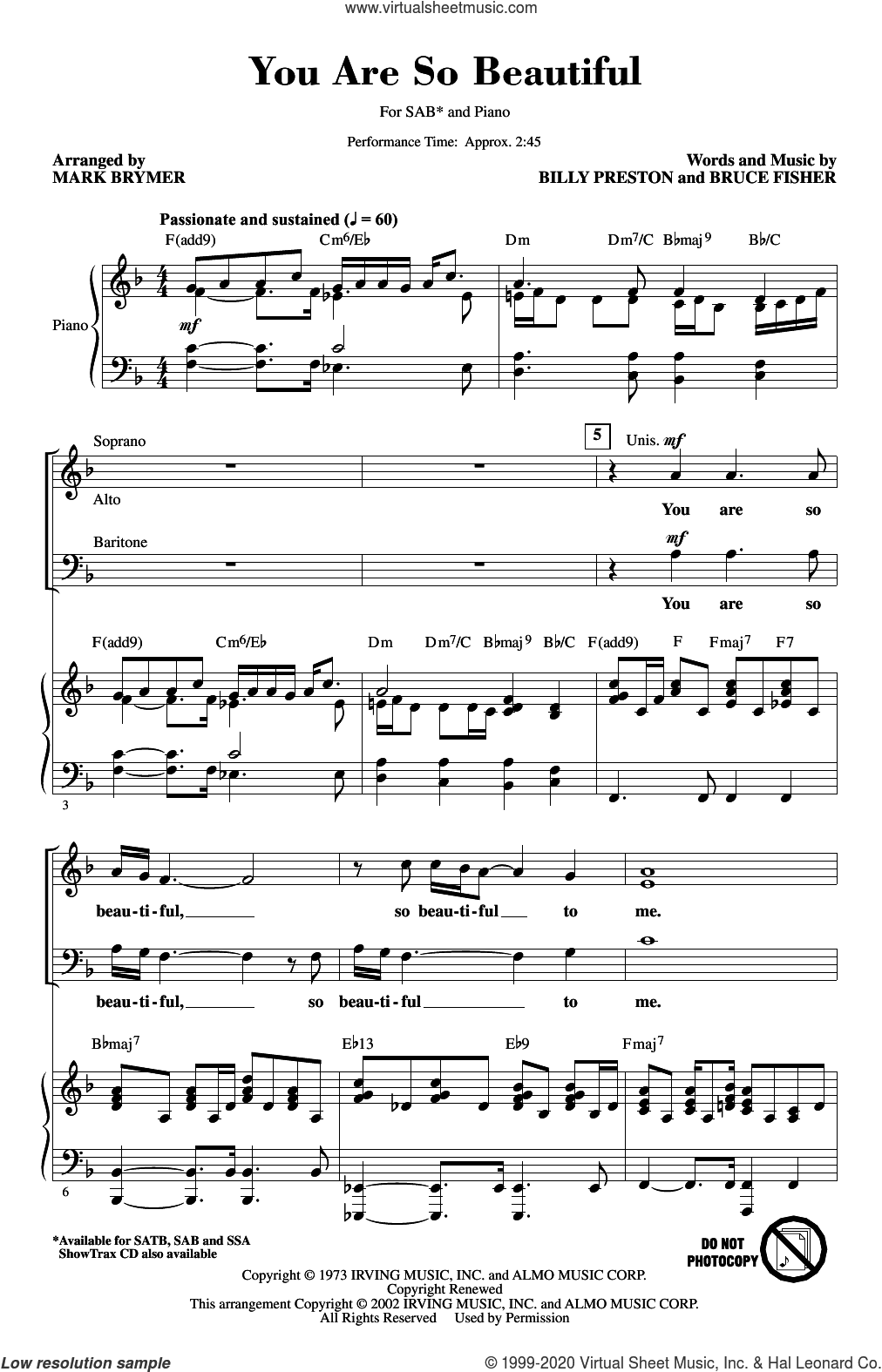 You Are So Beautiful (arr. Mark Brymer)
