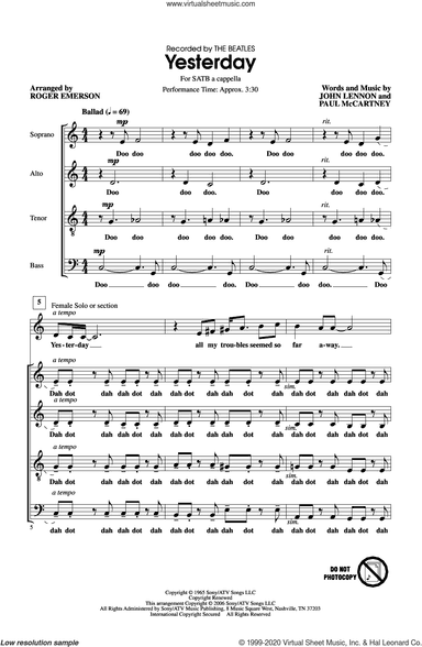 Yesterday (arr. Roger Emerson)