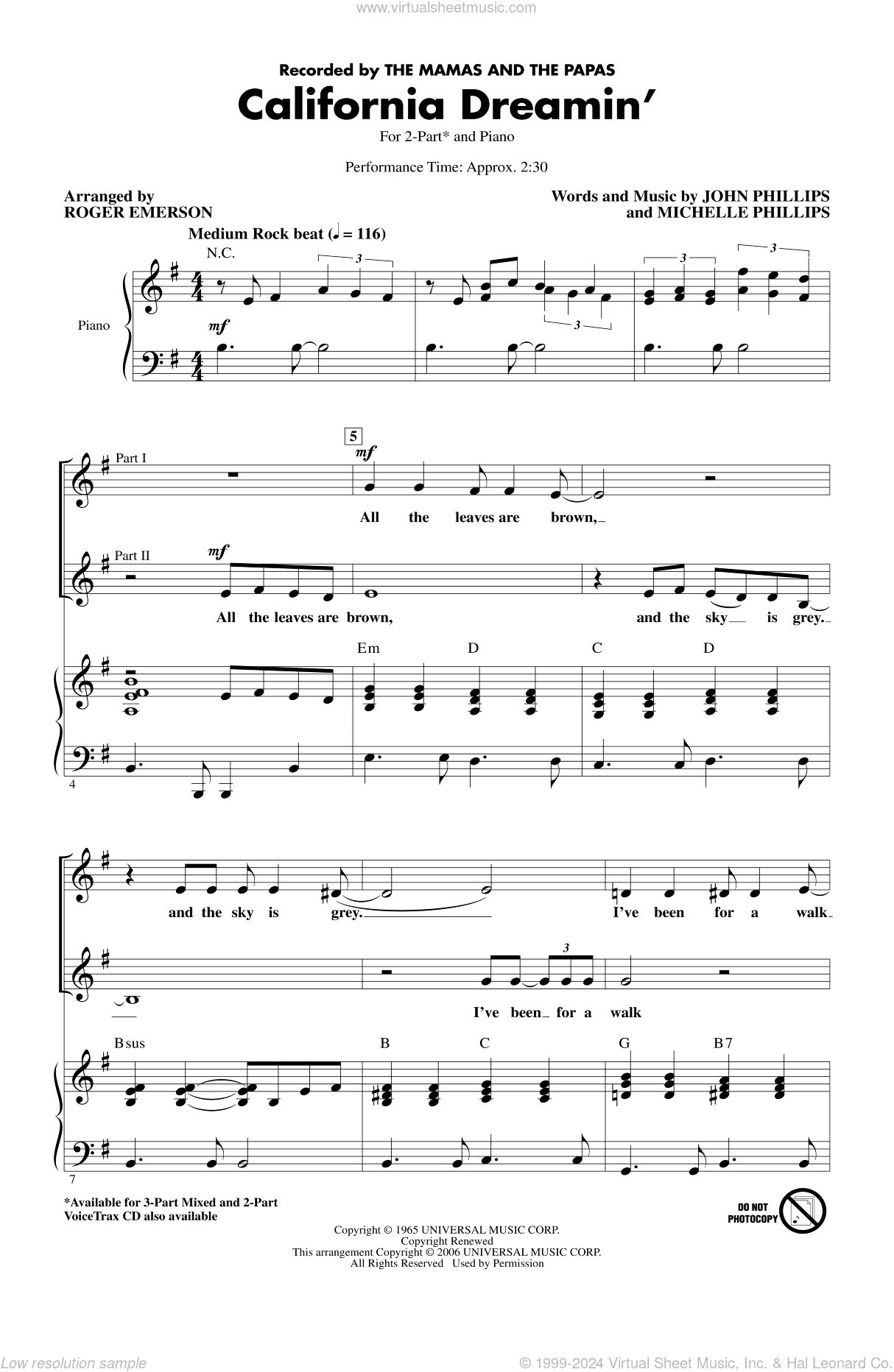 California Dreamin' (arr. Roger Emerson)
