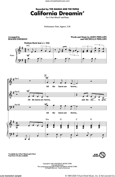 California Dreamin' (arr. Roger Emerson)