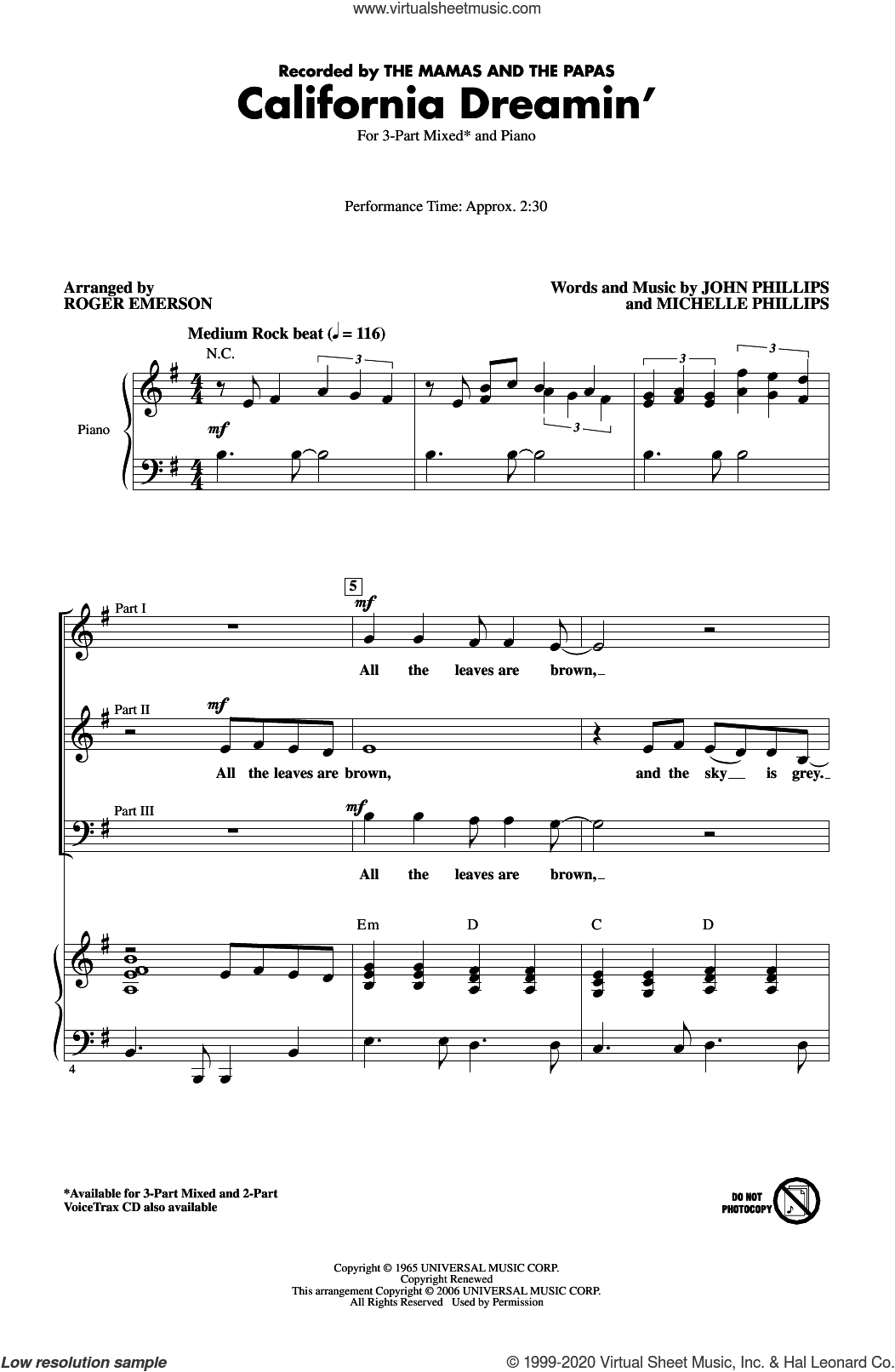 California Dreamin' (arr. Roger Emerson)