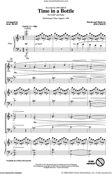 Time In A Bottle (arr. Mac Huff)