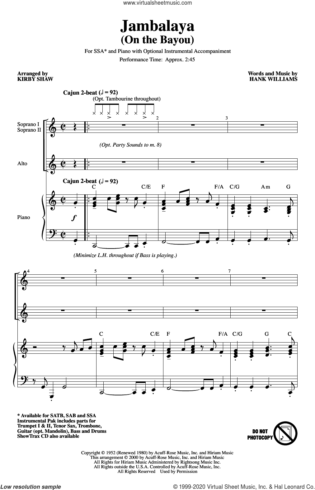 Jambalaya (On The Bayou) (arr. Kirby Shaw)