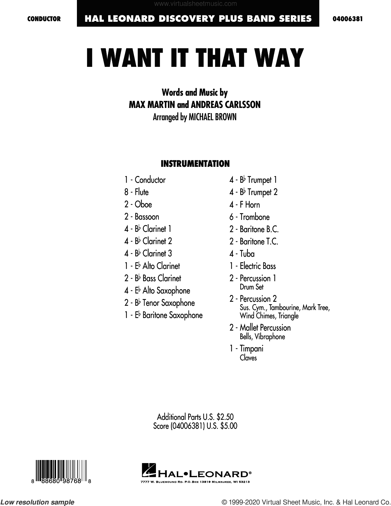 I Want It That Way (arr. Michael Brown) (COMPLETE)