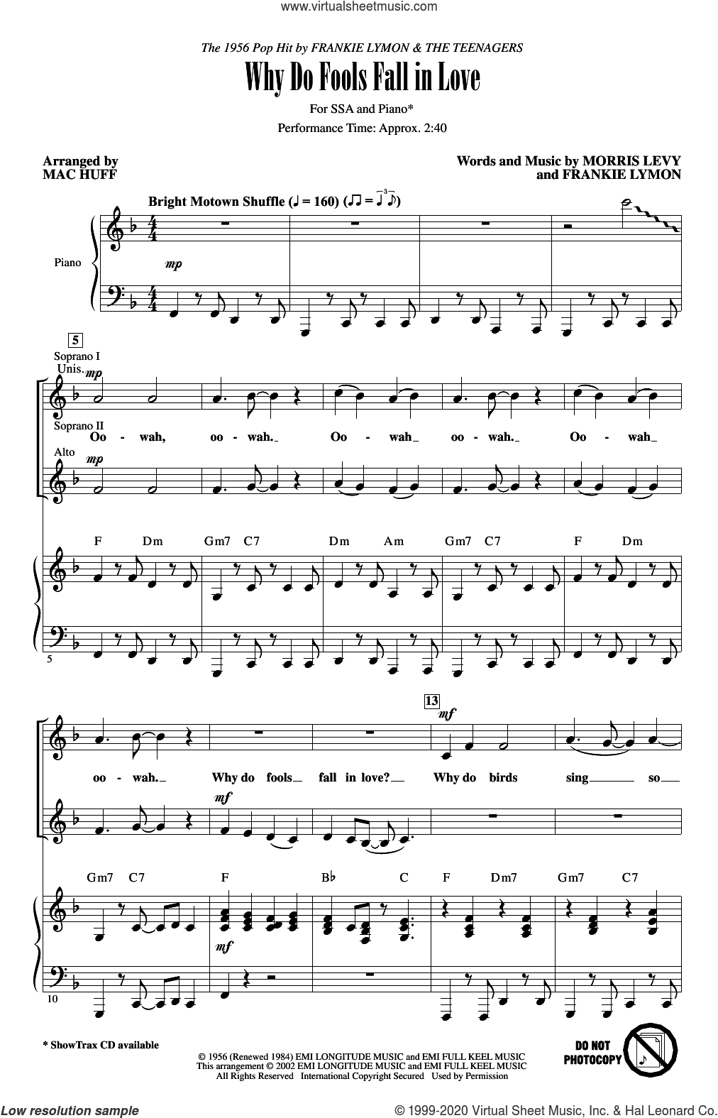 Why Do Fools Fall In Love (arr. Mac Huff)