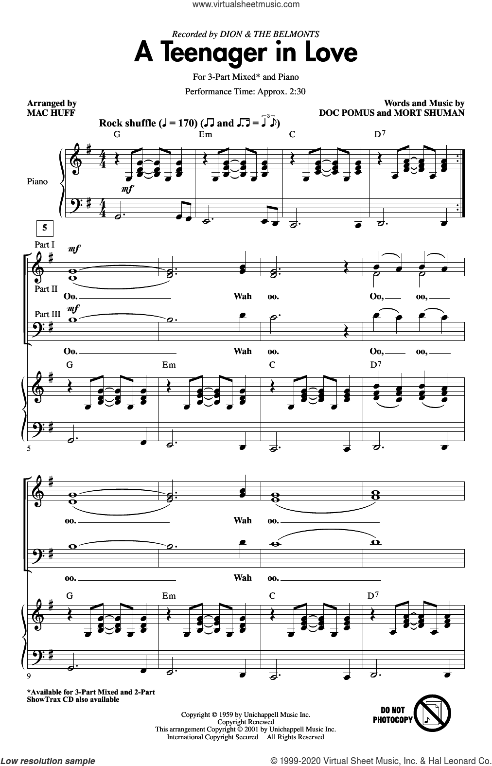 A Teenager In Love (arr. Mac Huff)