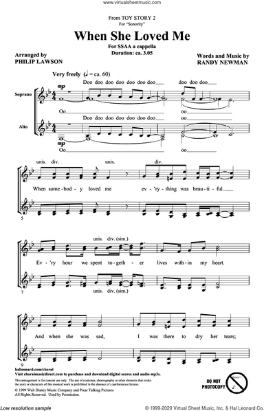 When She Loved Me (from Toy Story 2) (arr. Philip Lawson)