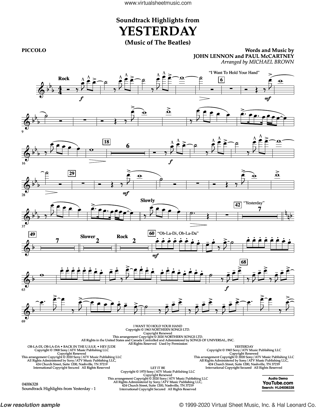 Highlights from Yesterday (Music Of The Beatles) (arr. Michael Brown)