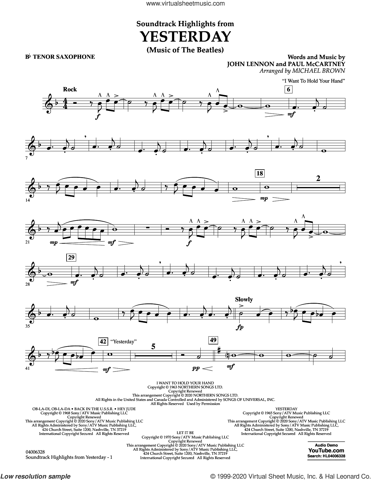 Highlights from Yesterday (Music Of The Beatles) (arr. Michael Brown)