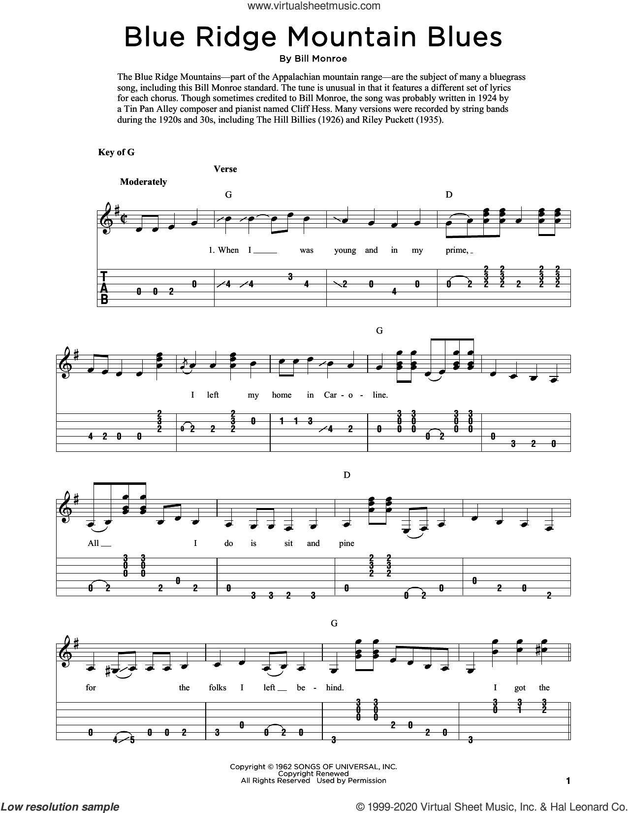 Blue Ridge Mountain Blues (arr. Fred Sokolow)