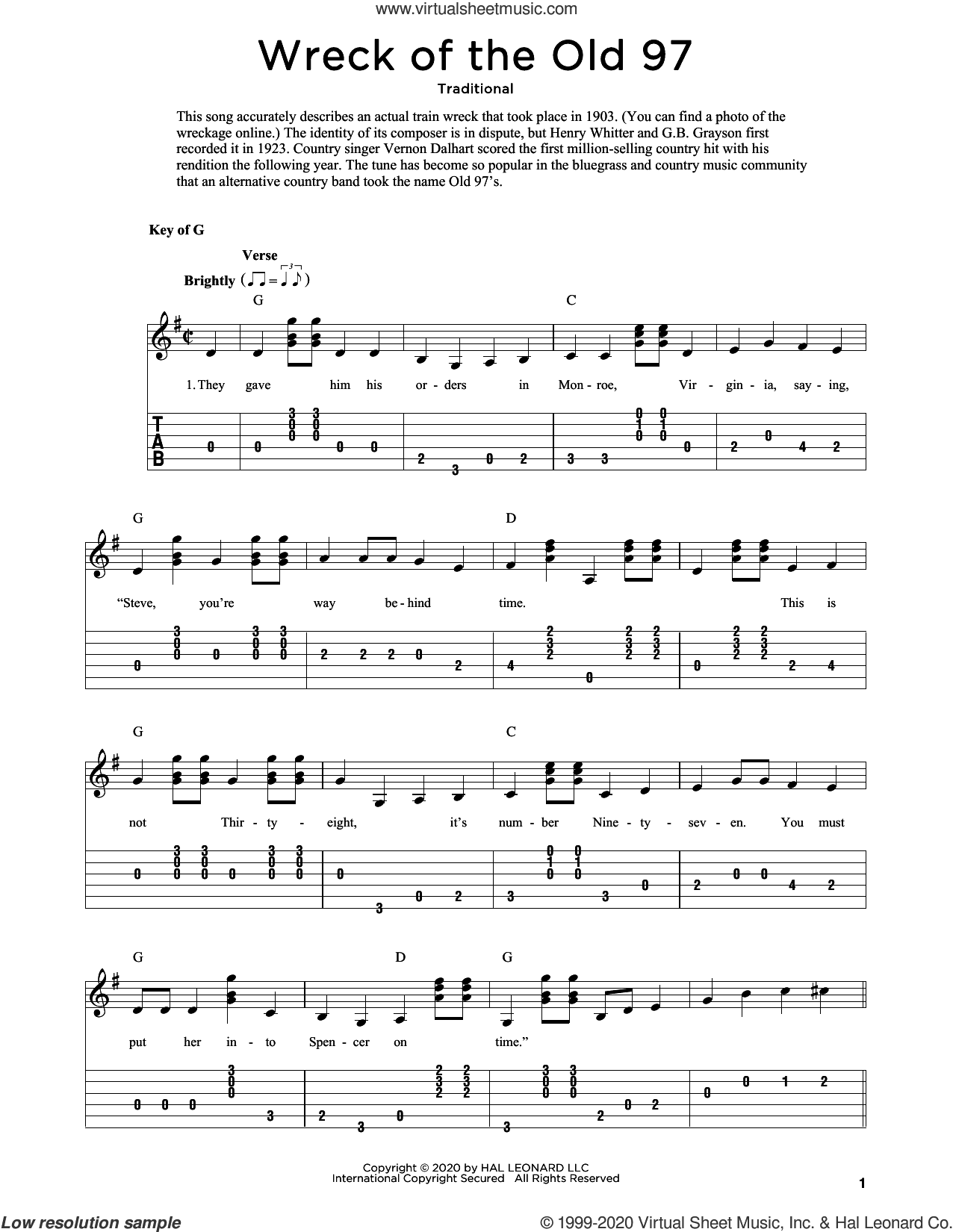 Wreck Of The Old 97 (arr. Fred Sokolow)