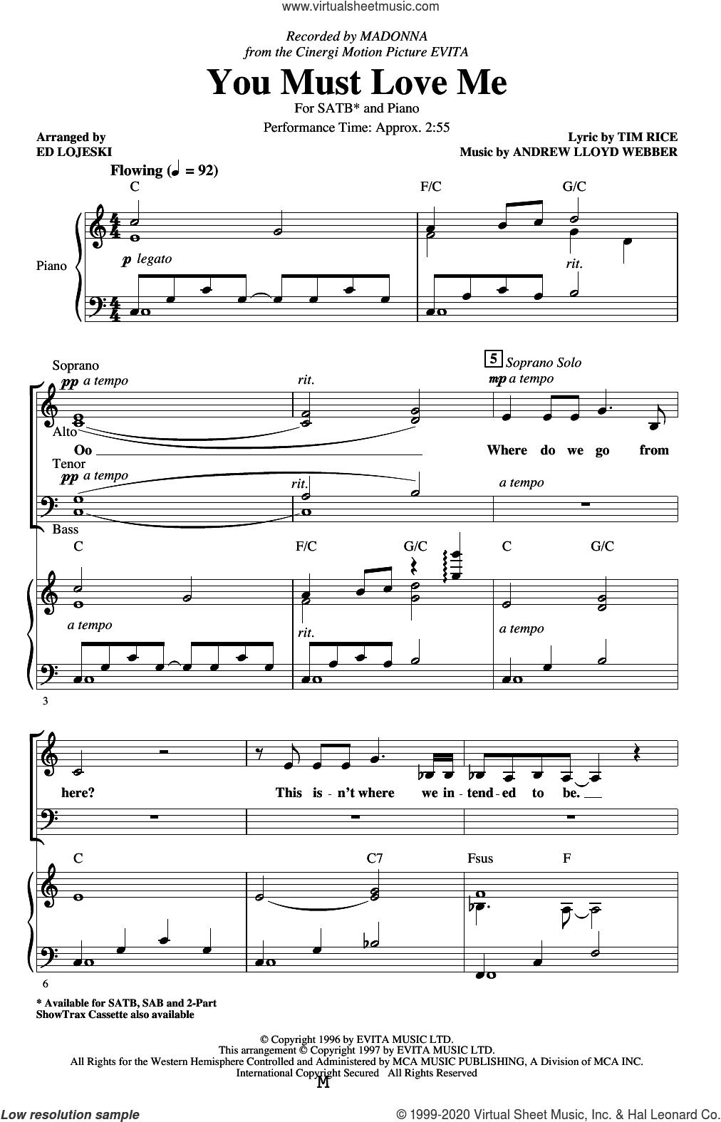 You Must Love Me (from Evita) (arr. Ed Lojeski)