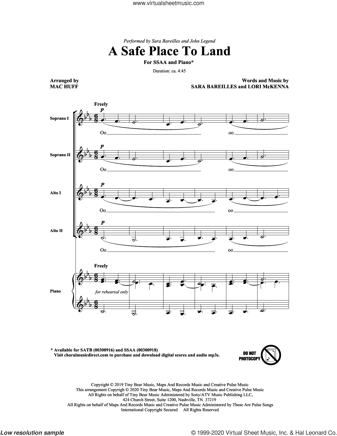 A Safe Place To Land (feat. John Legend) (arr. Mac Huff)