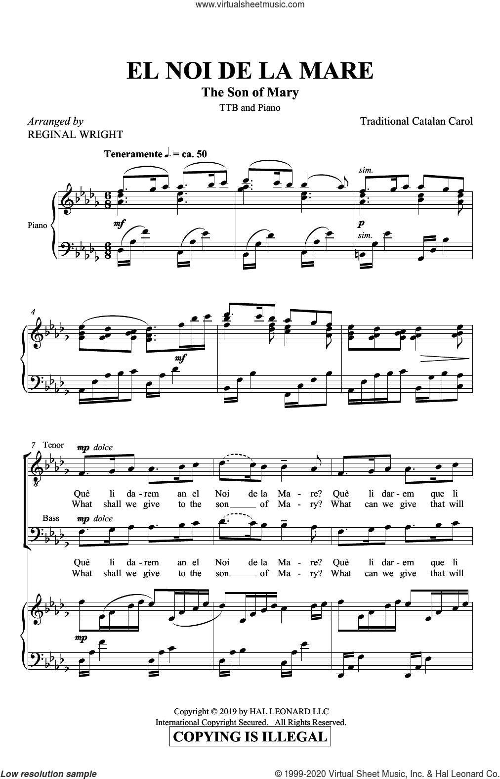 El Noi De La Mare (The Son of Mary) (arr. Reginal Wright)