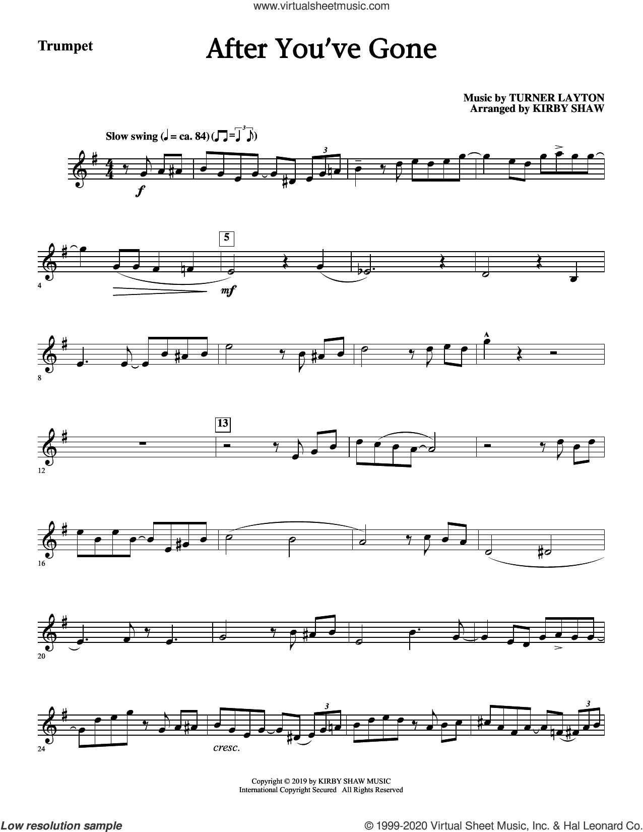 After You've Gone (from One Mo' Time) (arr. Kirby Shaw)
