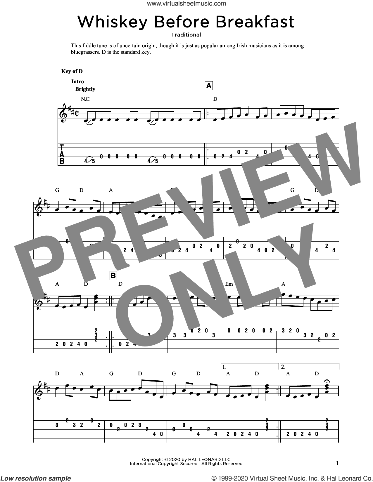 Whiskey Before Breakfast (arr. Fred Sokolow)