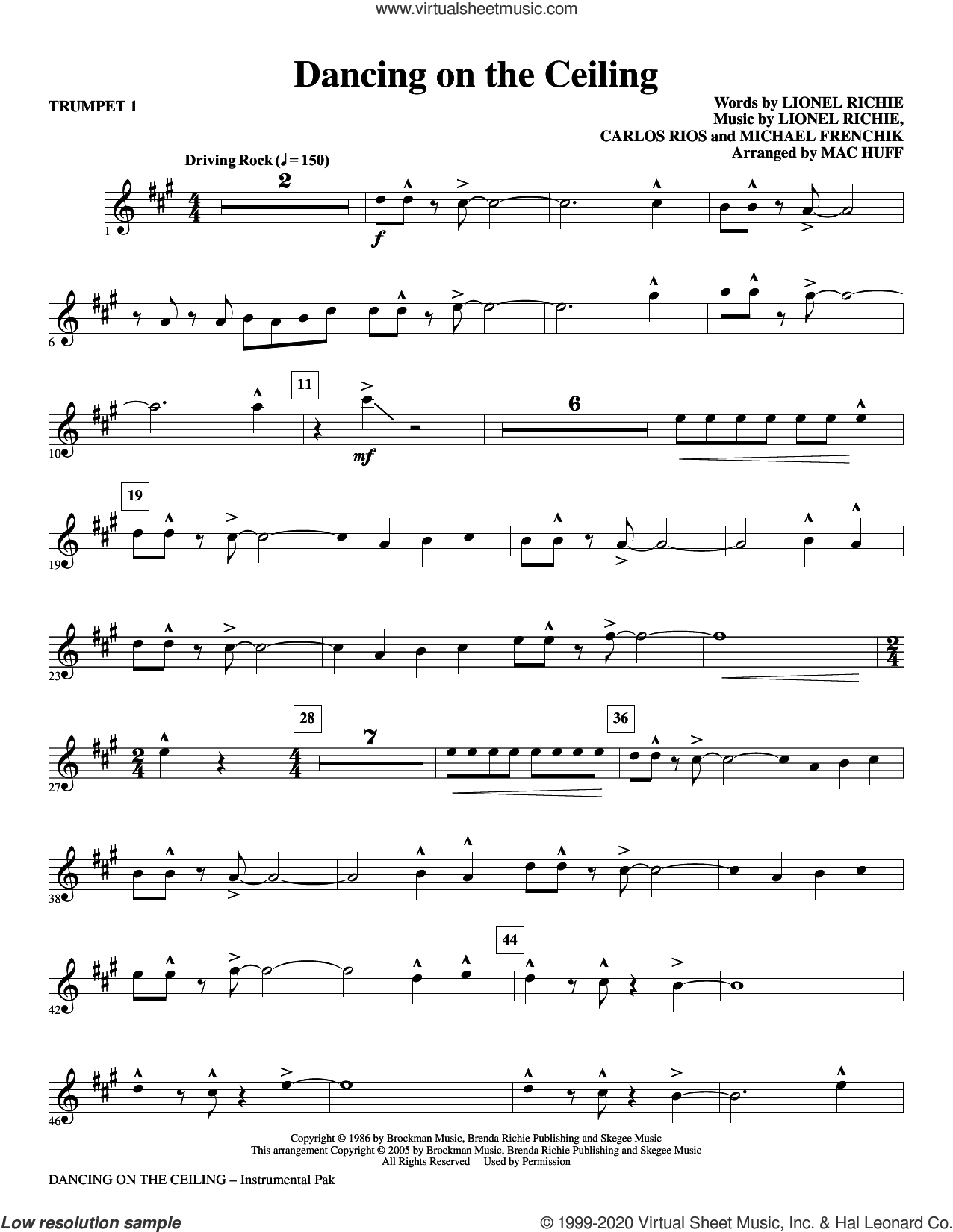 Dancing On The Ceiling (arr. Mac Huff) (complete set of parts)