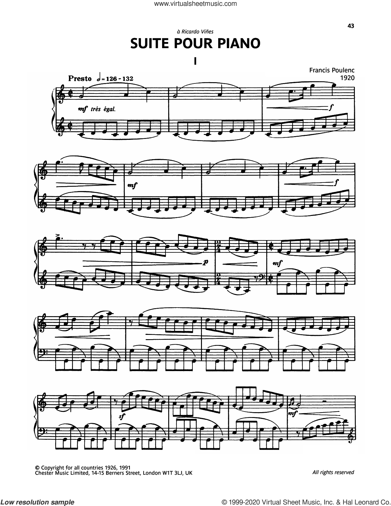 Suite For Piano - I. Presto