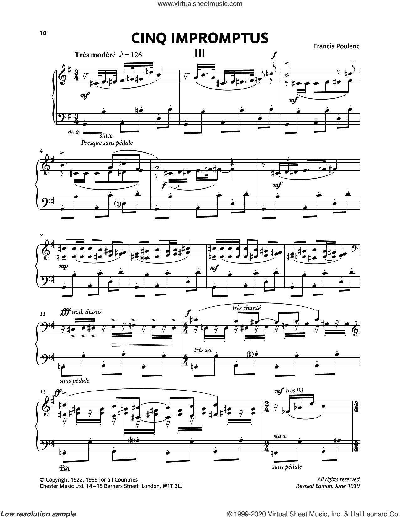 Five Impromptus - III. Tres Modere