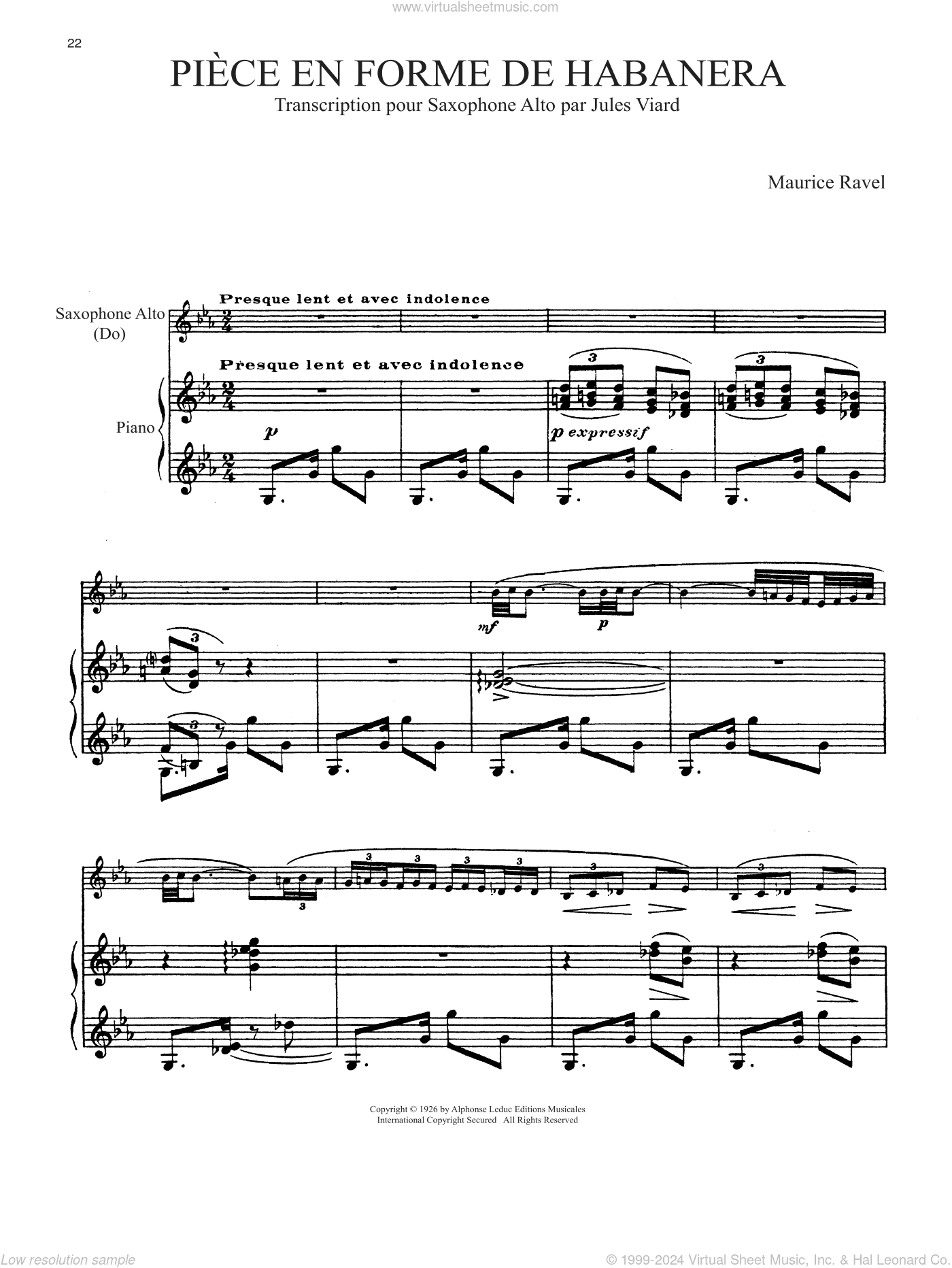 Piece En Forme De Habanera
