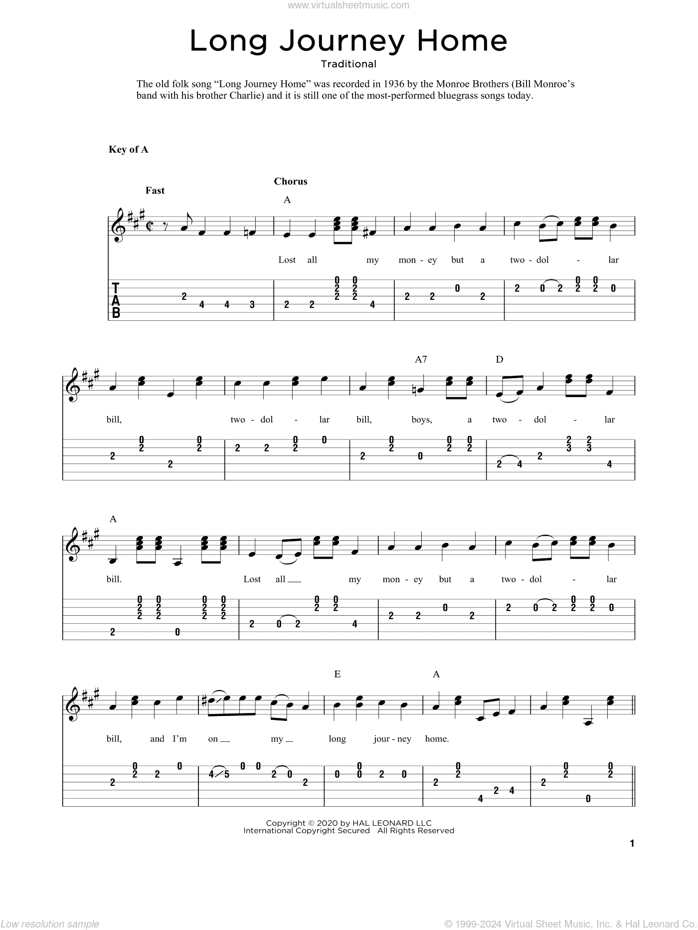 Long Journey Home (arr. Fred Sokolow)