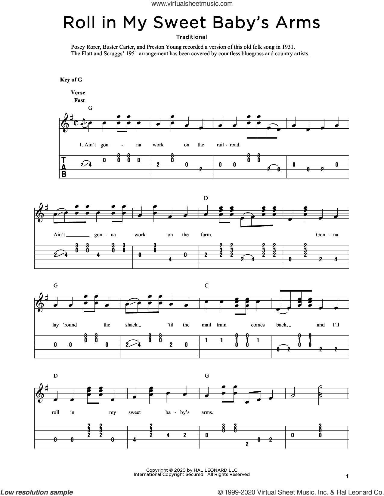 Roll In My Sweet Baby's Arms (arr. Fred Sokolow)