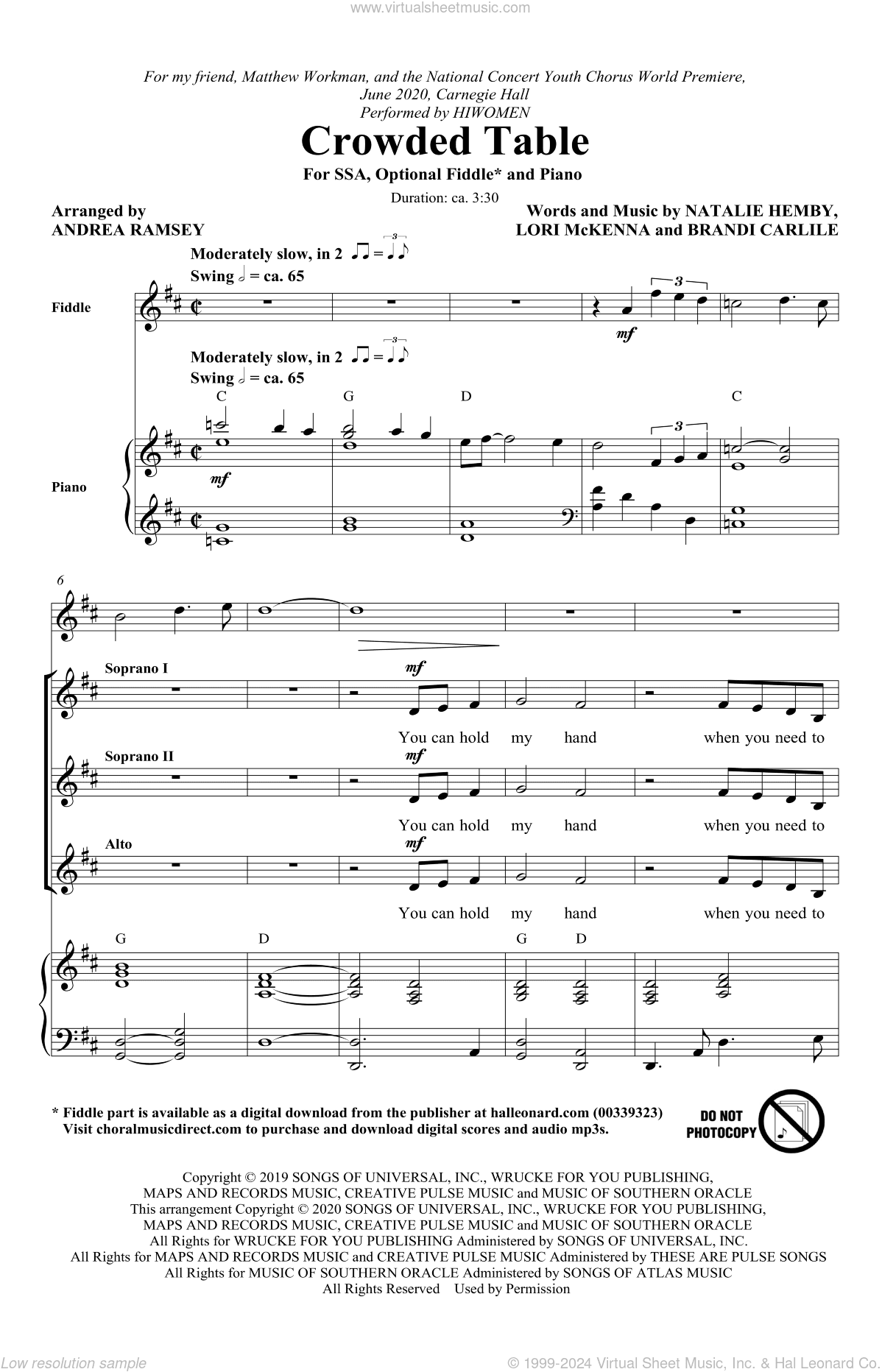 Crowded Table (arr. Andrea Ramsey)
