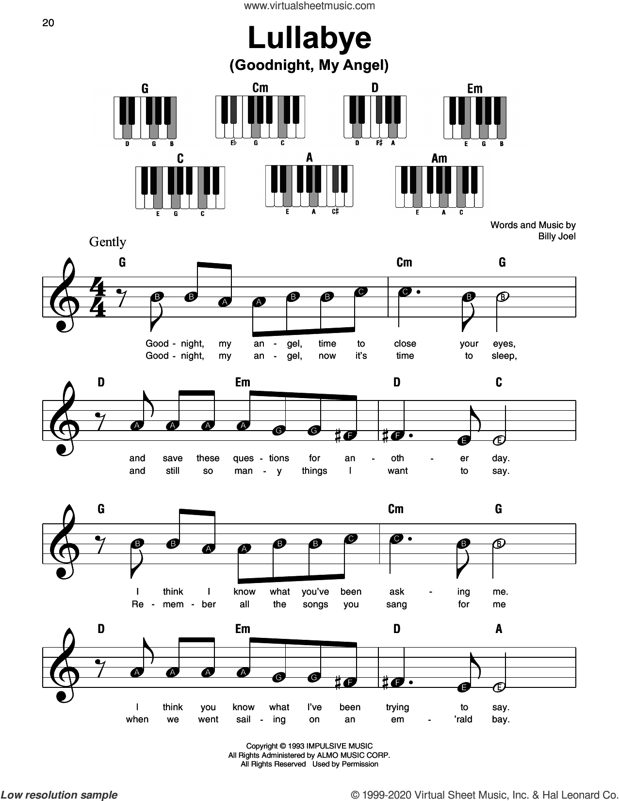 Lullabye (Goodnight, My Angel), (beginner) (Goodnight, My Angel)