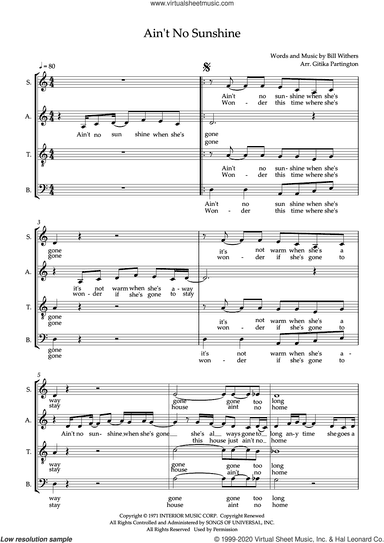 Ain't No Sunshine (arr. Gitika Partington)