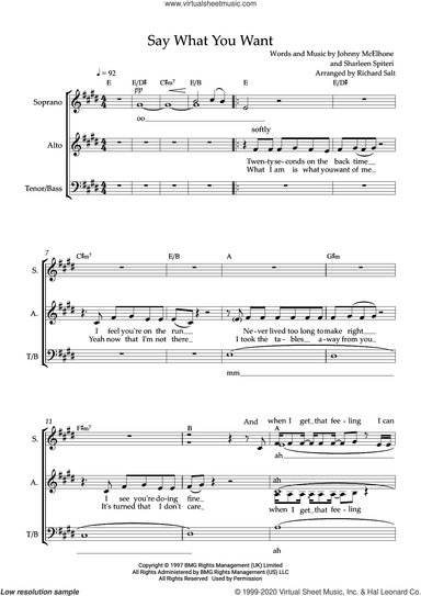Say What You Want (arr. Richard Salt)