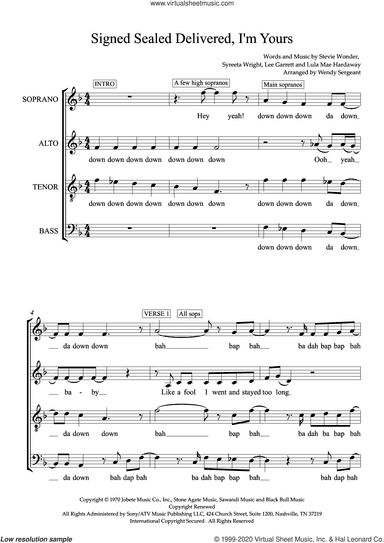 Signed, Sealed, Delivered I'm Yours (arr. Wendy Sergeant)