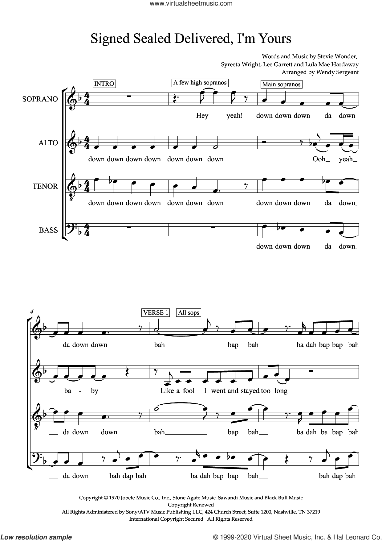 Signed, Sealed, Delivered I'm Yours (arr. Wendy Sergeant)