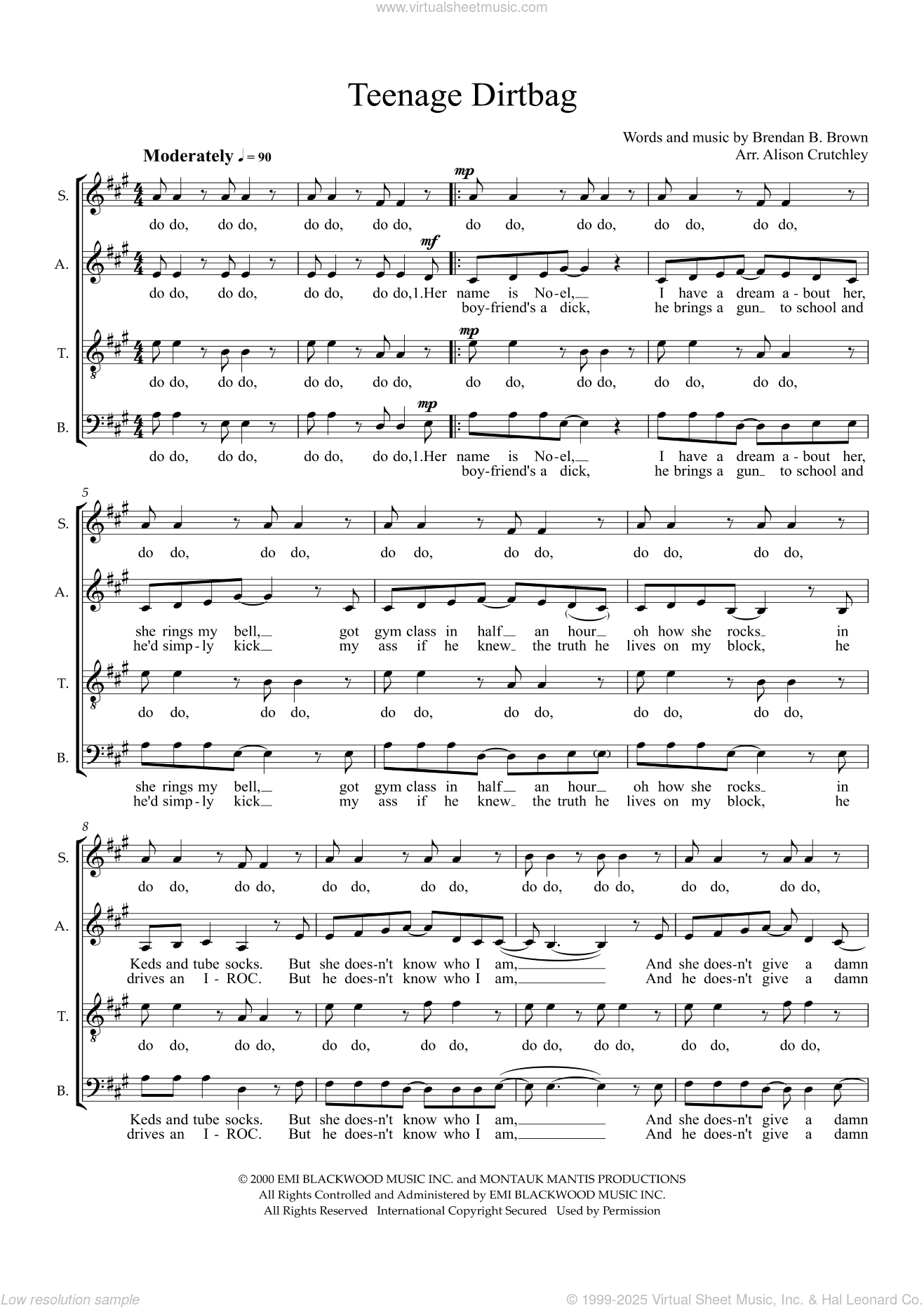 Teenage Dirtbag (arr. Alison Crutchley)