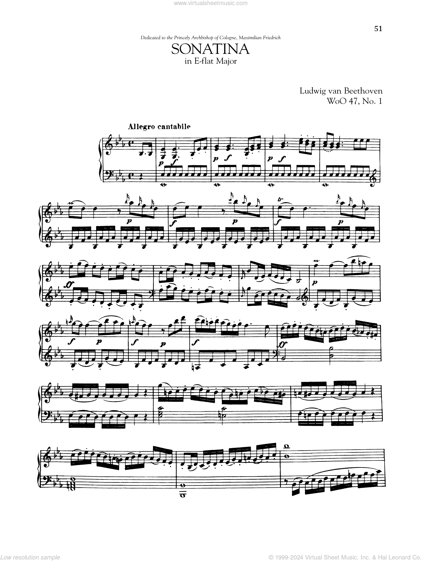 Sonata In E-Flat Major, WoO 47, No. 1