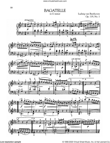 Bagatelle In G Minor, Op. 119, No. 1