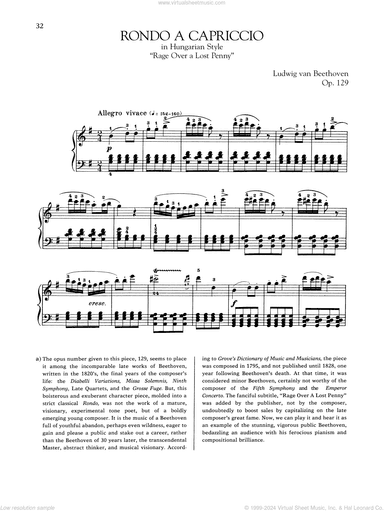 Rondo A Capriccio In Hungarian Style, Op. 129