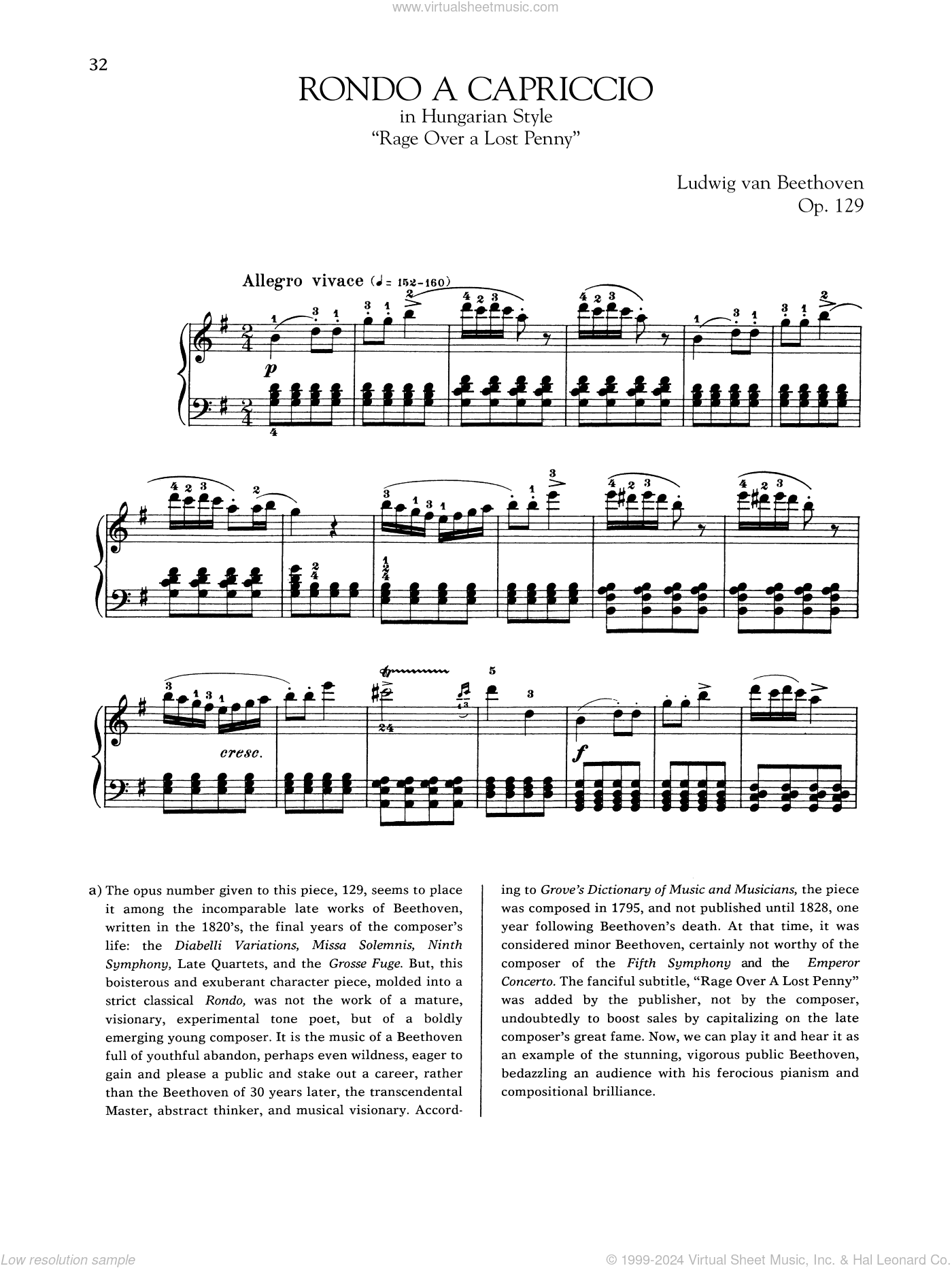 Rondo A Capriccio In Hungarian Style, Op. 129