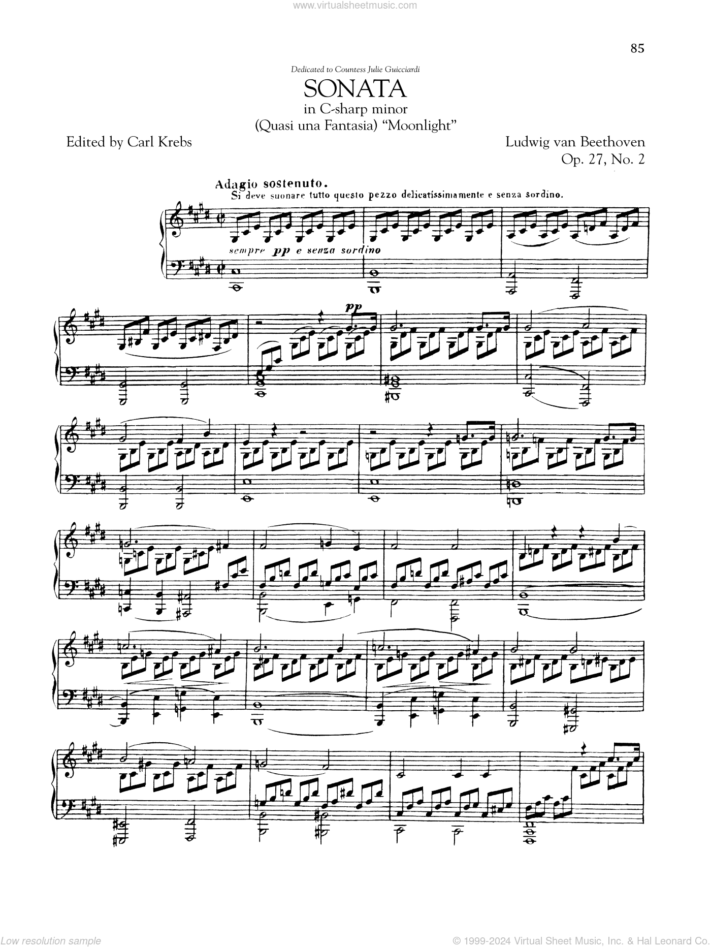 Piano Sonata No. 14, Op. 27, No. 2 ("Moonlight")