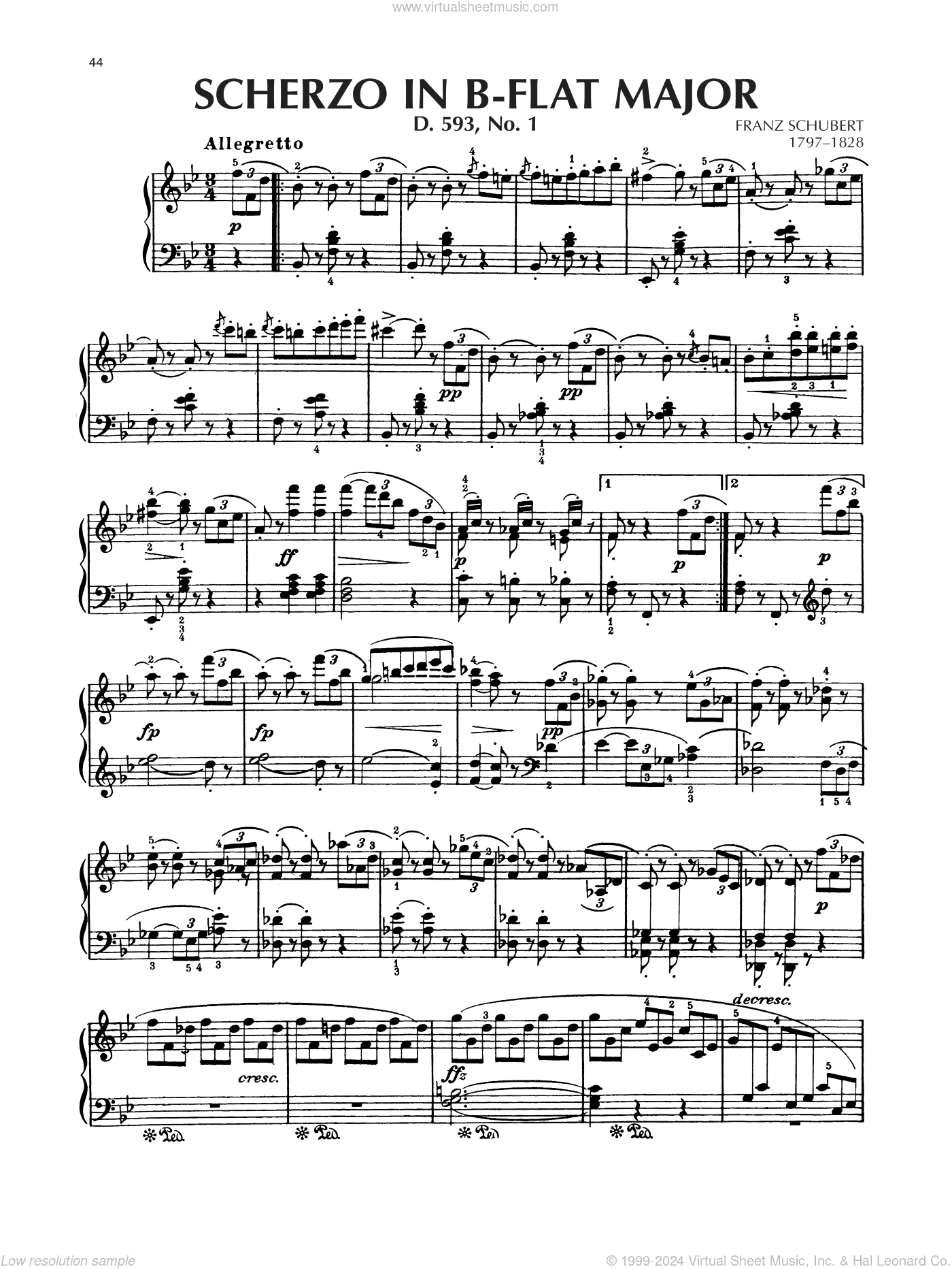 Scherzo In B-Flat Major, D. 593, No. 1