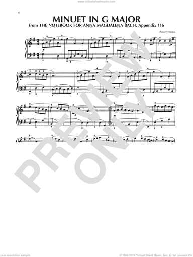 Minuet In G Major, BWV Appendix 116
