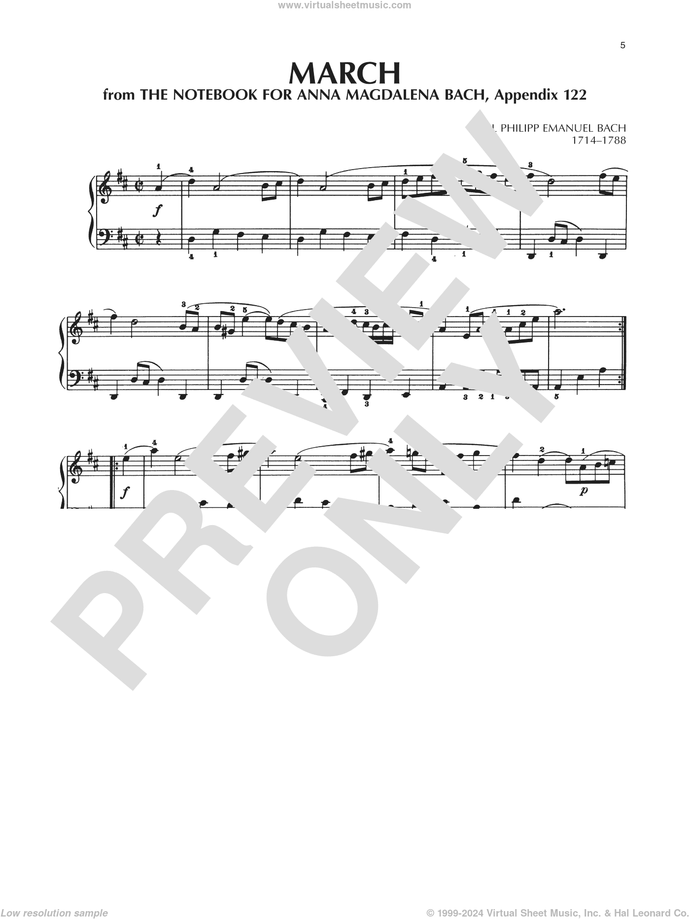 March In D Major, BWV Appendix 122