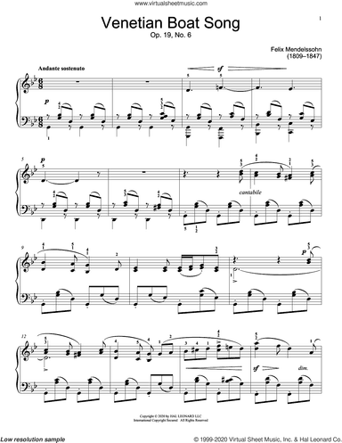 Venetian Boat Song, Op. 19, No. 6