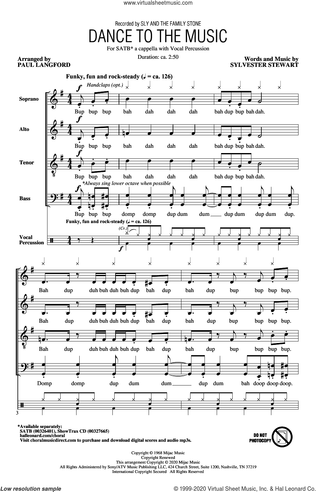 Dance To The Music (arr. Paul Langford)